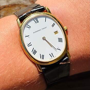 Audemars Piguet vintage oval dress watch on the wrist