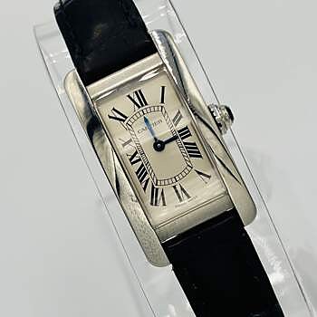 Cartier Tank Américaine on a black strap