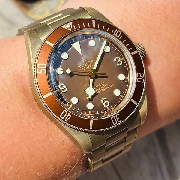 Tudor Black Bay Bronze on the wrist